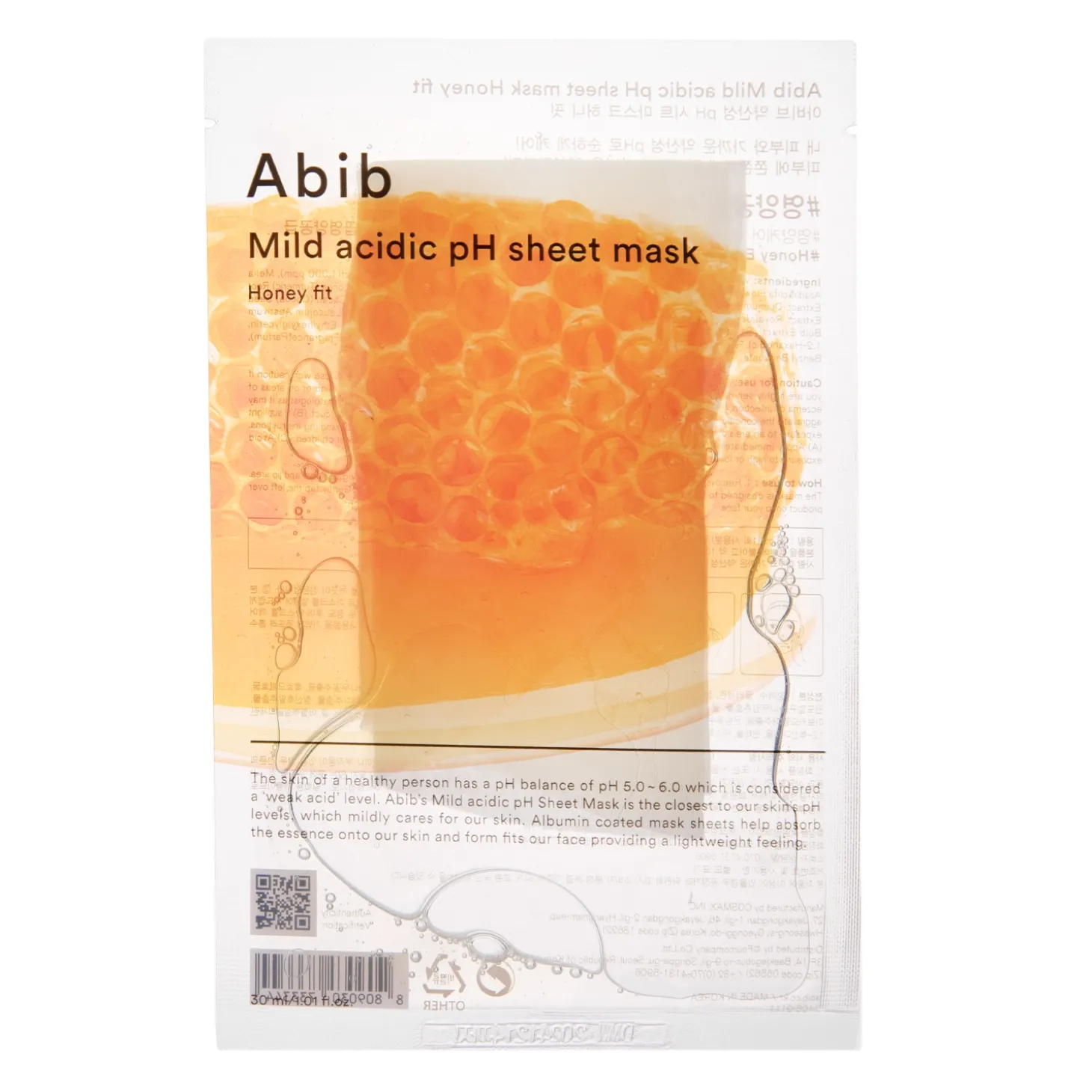 Abib - Mild Acidic pH Sheet Mask Honey Fit - Delikatna Maska w Płachcie - 30ml