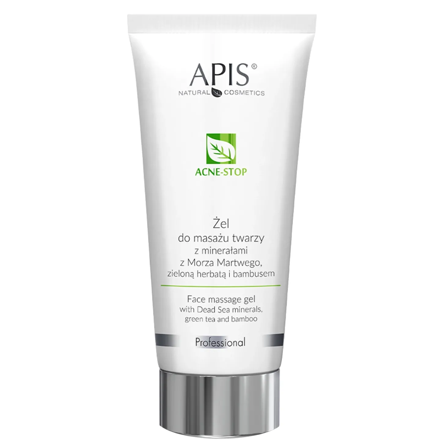 Apis - Professional - Acne-Stop - Face Massage Gel with Dead Sea Minerals, Green Tea and Bamboo - Żel do Masażu Twarzy z Minerałami z Morza Martwego, Zieloną Herbatą i Bambusem - 200ml
