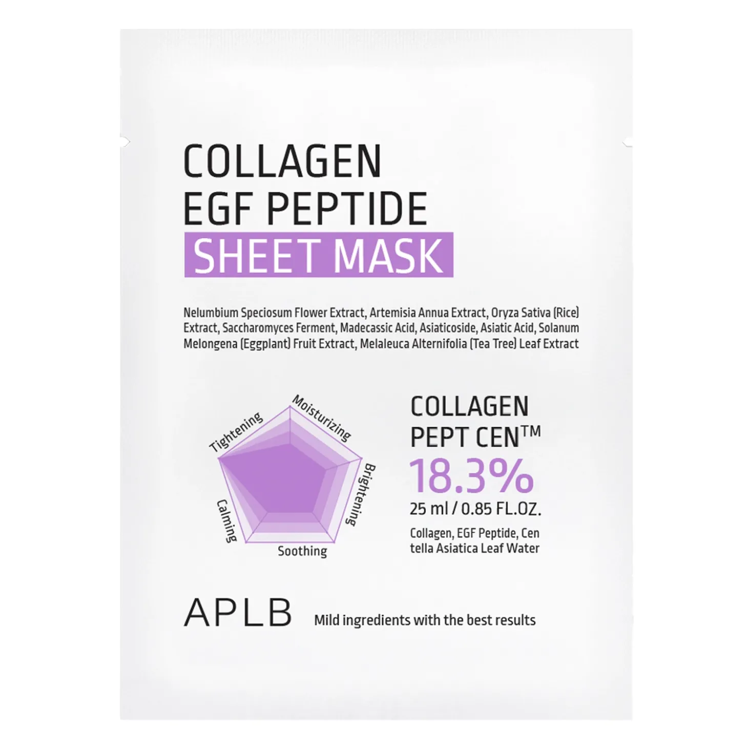 APLB - Collagen EGF Peptide Sheet Mask - Nawilżajaco-Ujędrniająca Maska w Płachcie do Twarzy - 1szt/25ml