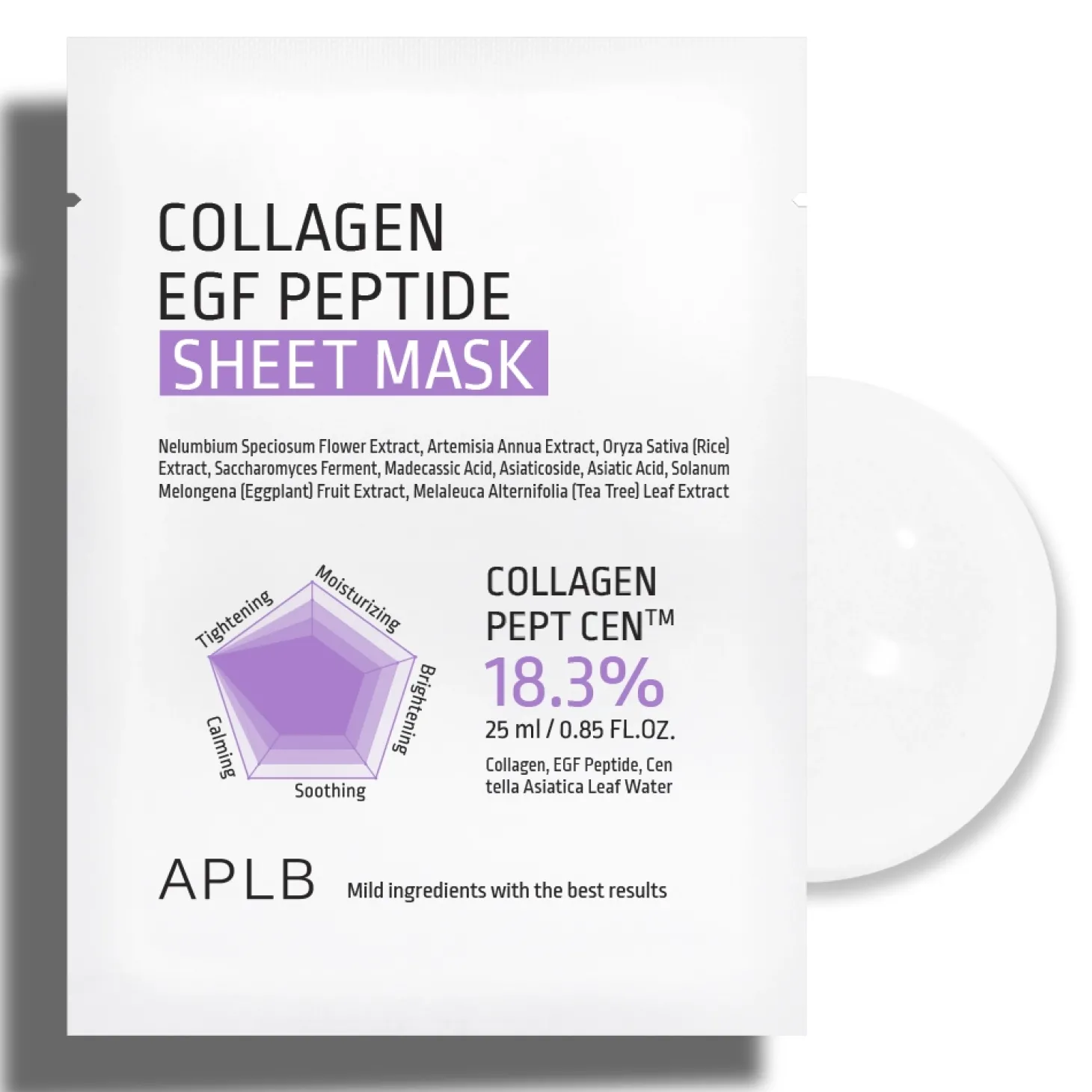 APLB - Collagen EGF Peptide Sheet Mask - Nawilżajaco-Ujędrniająca Maska w Płachcie do Twarzy - 1szt/25ml