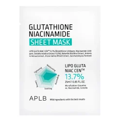 APLB - Glutathione Niacinamide Sheet Mask Set - Zestaw Rozjaśniających Masek w Płachcie do Twarzy - 10x25ml
