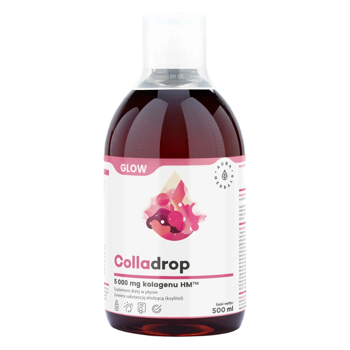 Aura Herbals - Colladrop Glow Kolagen Morski 5000 mg - Płyn - 500ml