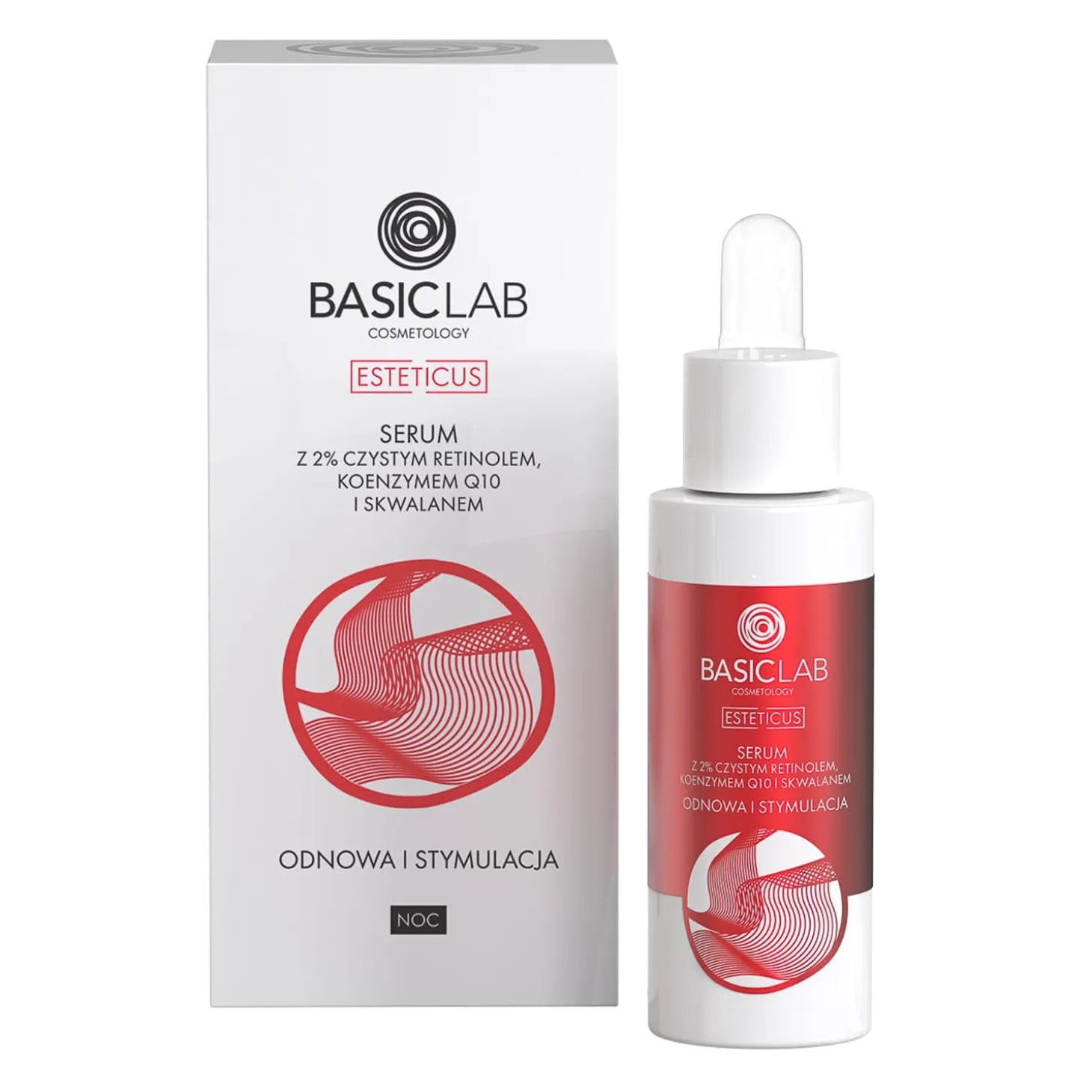 BasicLab - Esteticus - Odnowa i Stymulacja - Serum z Retinolem 2%, Koenzymem Q10 i Skwalanem - 30ml