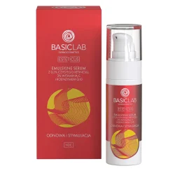 BasicLab - Esteticus - Odnowa i Stymulacja - Emulsyjne Serum z 0,3% Czystego Retinolu, 3% Witaminą C i Koenzymem Q10 - 30ml