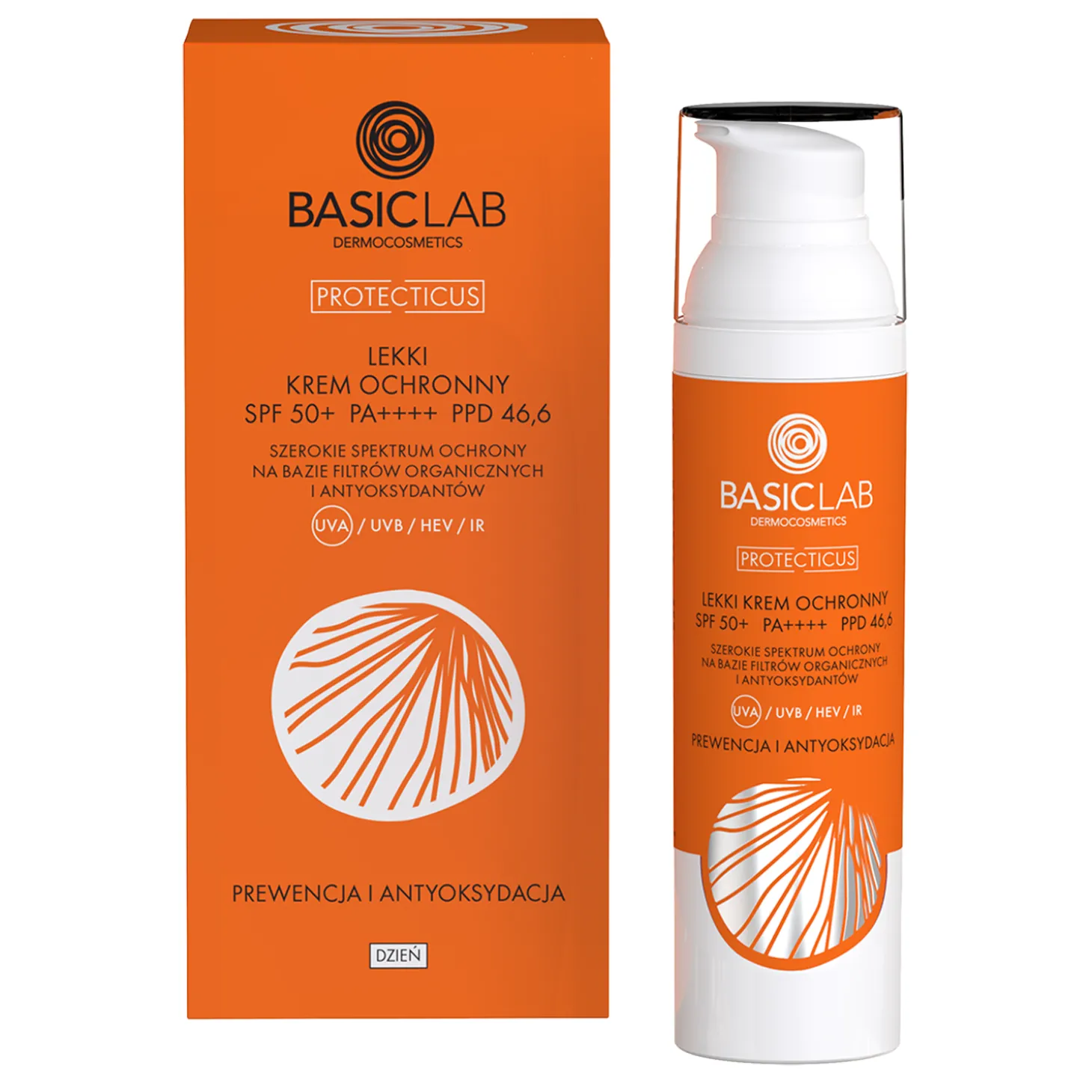 BasicLab - Prewencja i Antyoksydacja - Lekki Krem Ochronny SPF50+ PPD 46,6 - 75ml