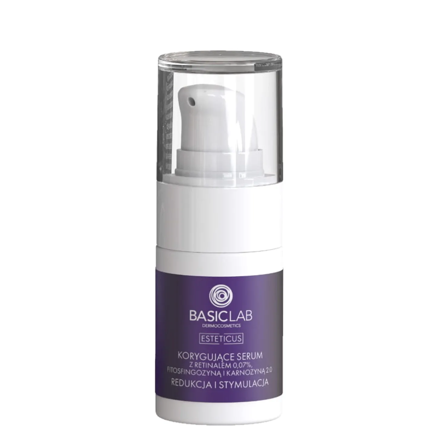BasicLab - Redukcja i Stymulacja - Korygujące Serum z Retinalem 0,07%, Fitosfingozyną i Karnozyną 2.0 - 15ml