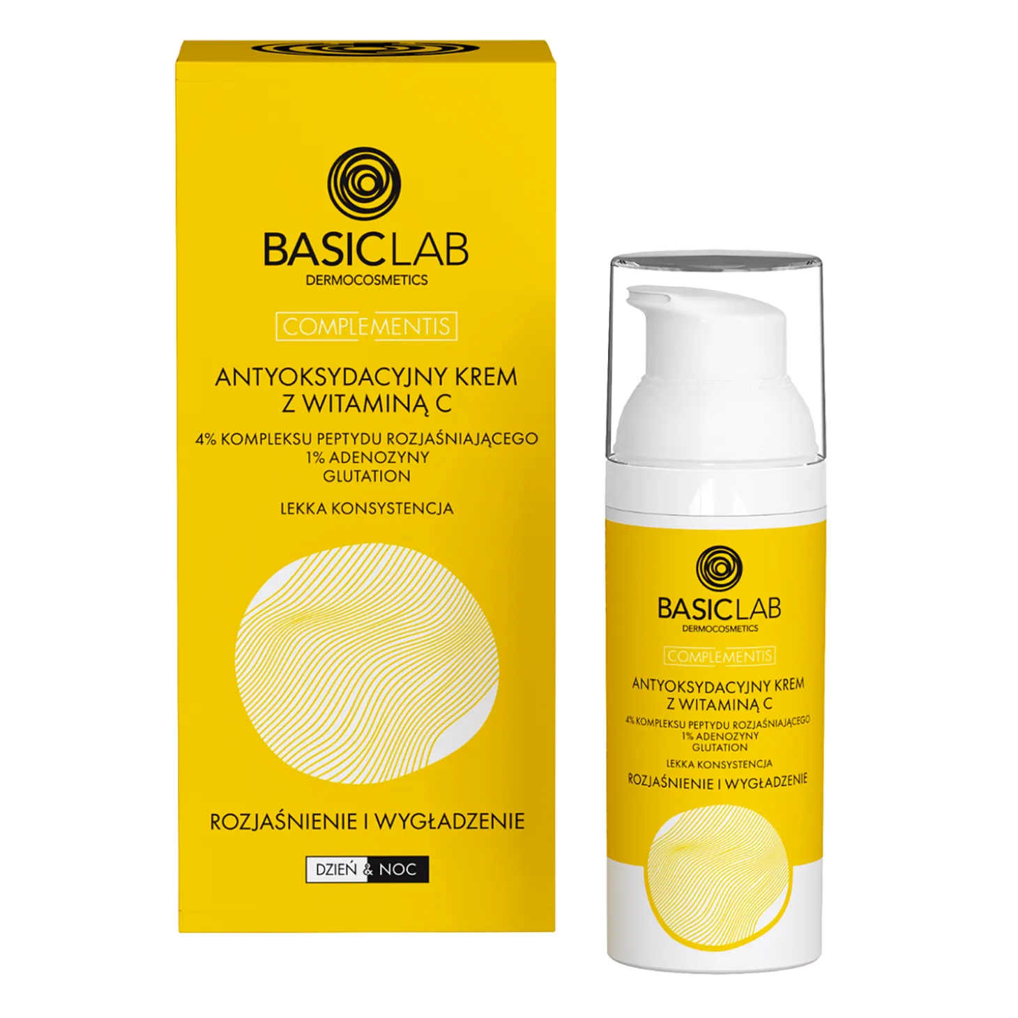 BasicLab - Rozświetlenie i Wygładzenie - Antyoksydacyjny Krem z Witaminą C o Lekkiej Konsystencji - 50ml