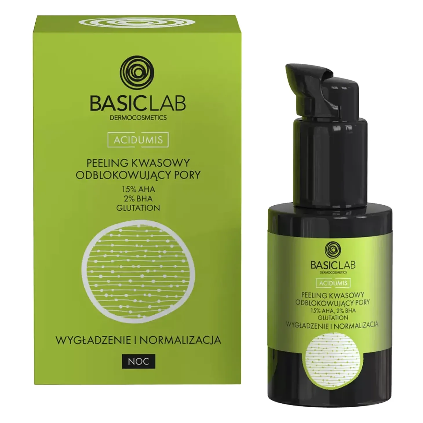 BasicLab - Wygładzenie i Normalizacja - Peeling Kwasowy Odblokowujący Pory z 15% AHA, 2% BHA - 30ml