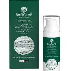 BasicLab - Wzmocnienie i Balans - Prebiotyczny Krem Wyciszający z 5% Prebiotyków, 1% Wąkrotki Azjatyckiej i Witamina F - 50ml