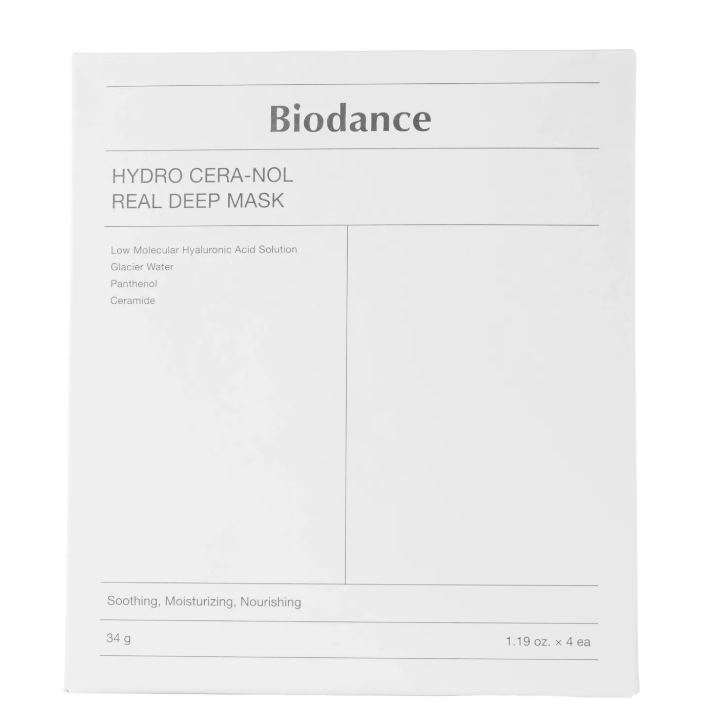Biodance - Hydro Cera-nol Real Deep Mask Set - Zestaw Nawilżających Masek Kolagenowych do Twarzy - 4szt/34g