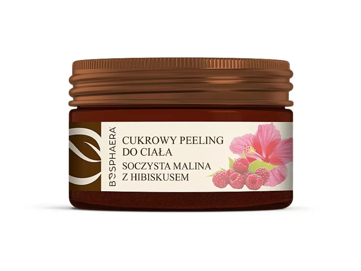 Bosphaera - Cukrowy Peeling do Ciała Soczysta Malina z Hibiskusem, Ujędrniająco i Uelastyczniający - 200g