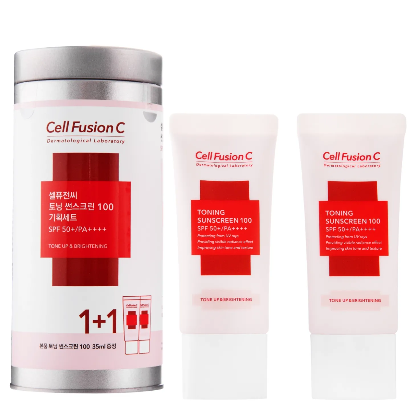 Cell Fusion C - Toning Sunscreen SPF50+ /PA ++++ - Rozjaśniający Krem do Twarzy - 2x35ml