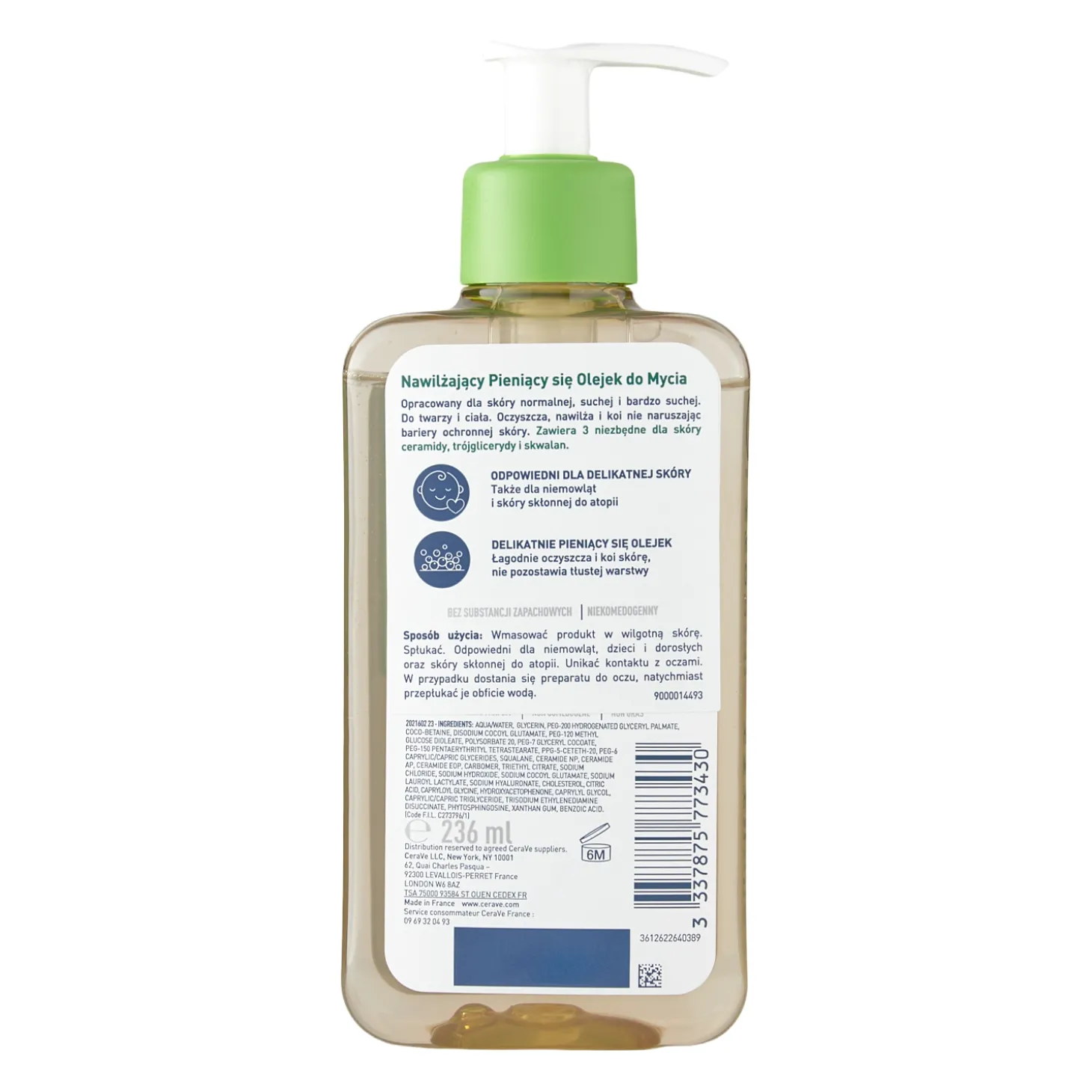 CeraVe - Nawilżający Pieniący się Olejek do Mycia - 236ml