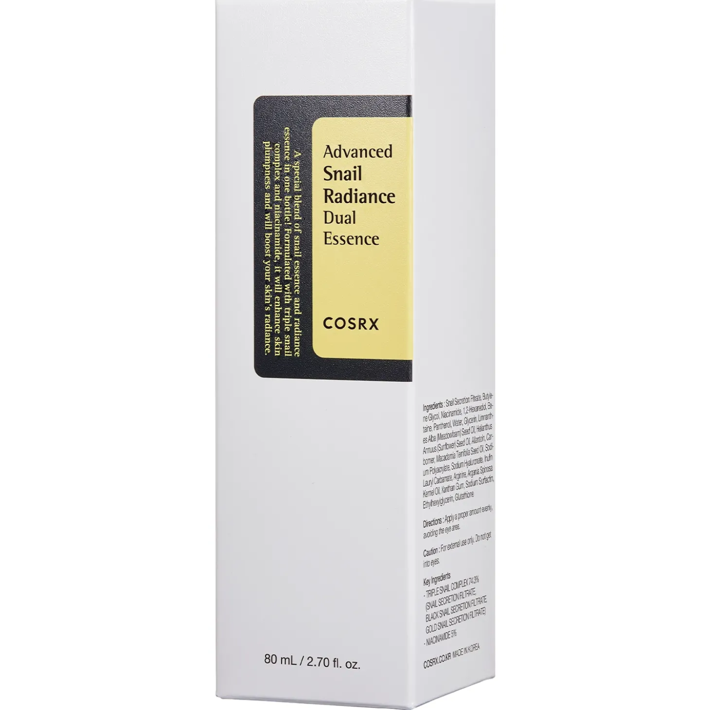 COSRX - Advanced Snail Radiance Dual Essence - Esencja ze Śluzem Ślimaka - 80ml