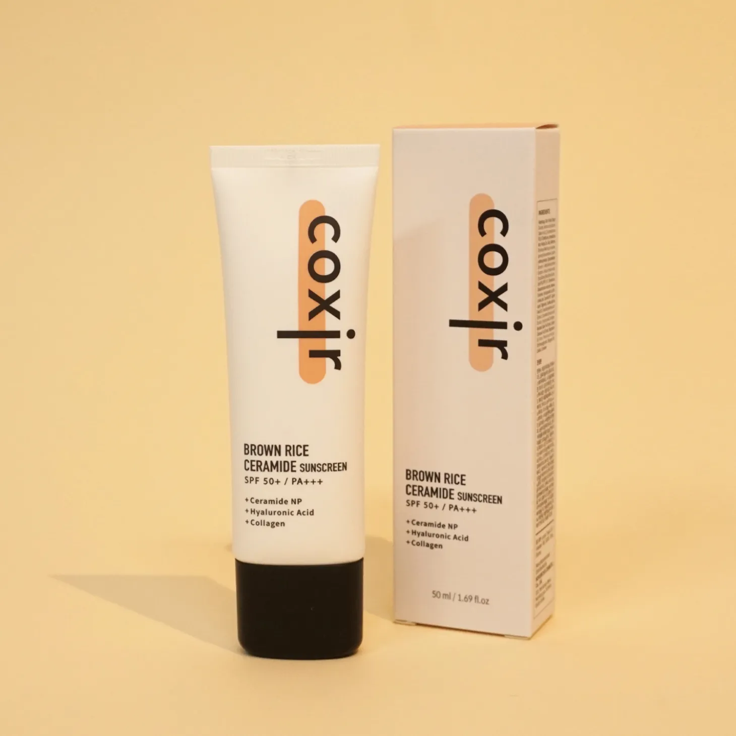 Coxir - Brown Rice Ceramide Sunscreen SPF50+ PA+++ - Nawilżający Krem do Twarzy z Filtrem - 50ml