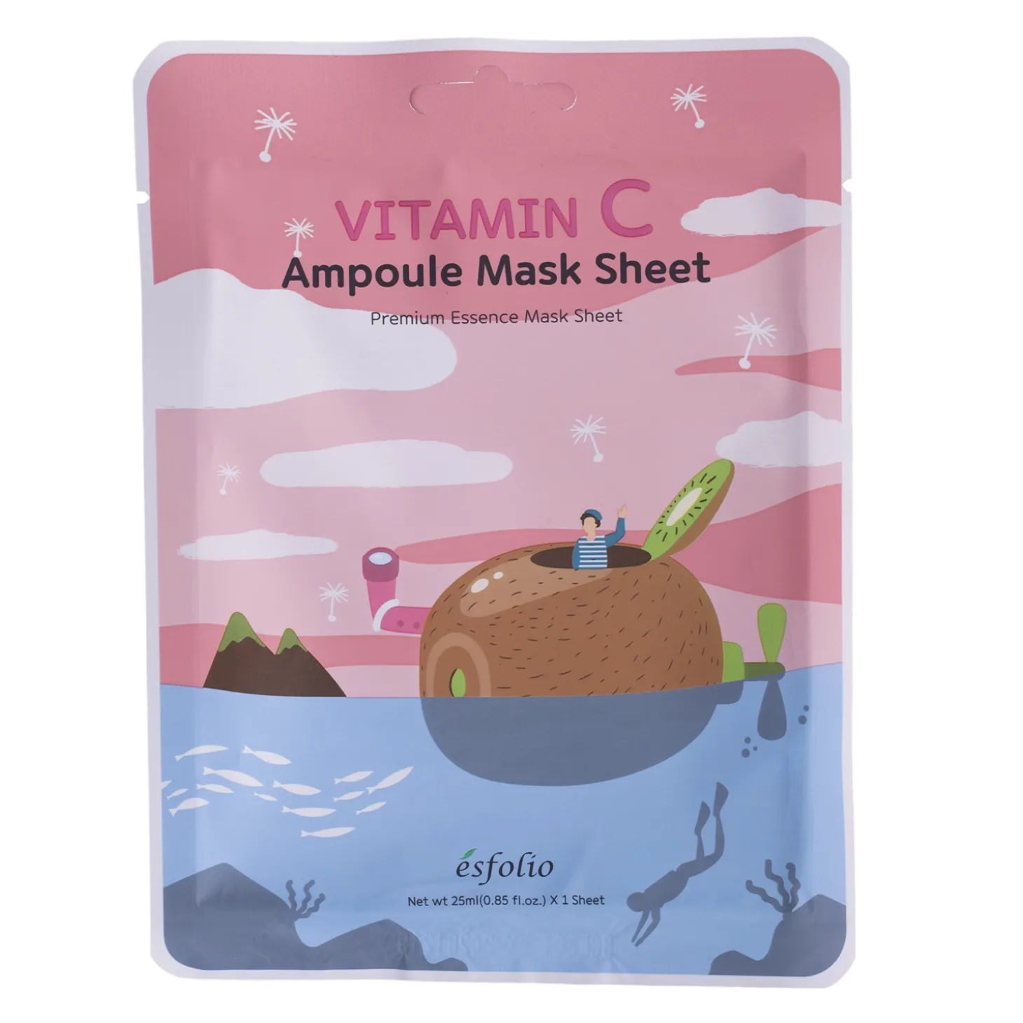 Esfolio - Vitamin C Ampoule Mask Sheet - Rozświetlająca Maska w Płachcie z Ekstraktem z Kiwi - 25ml