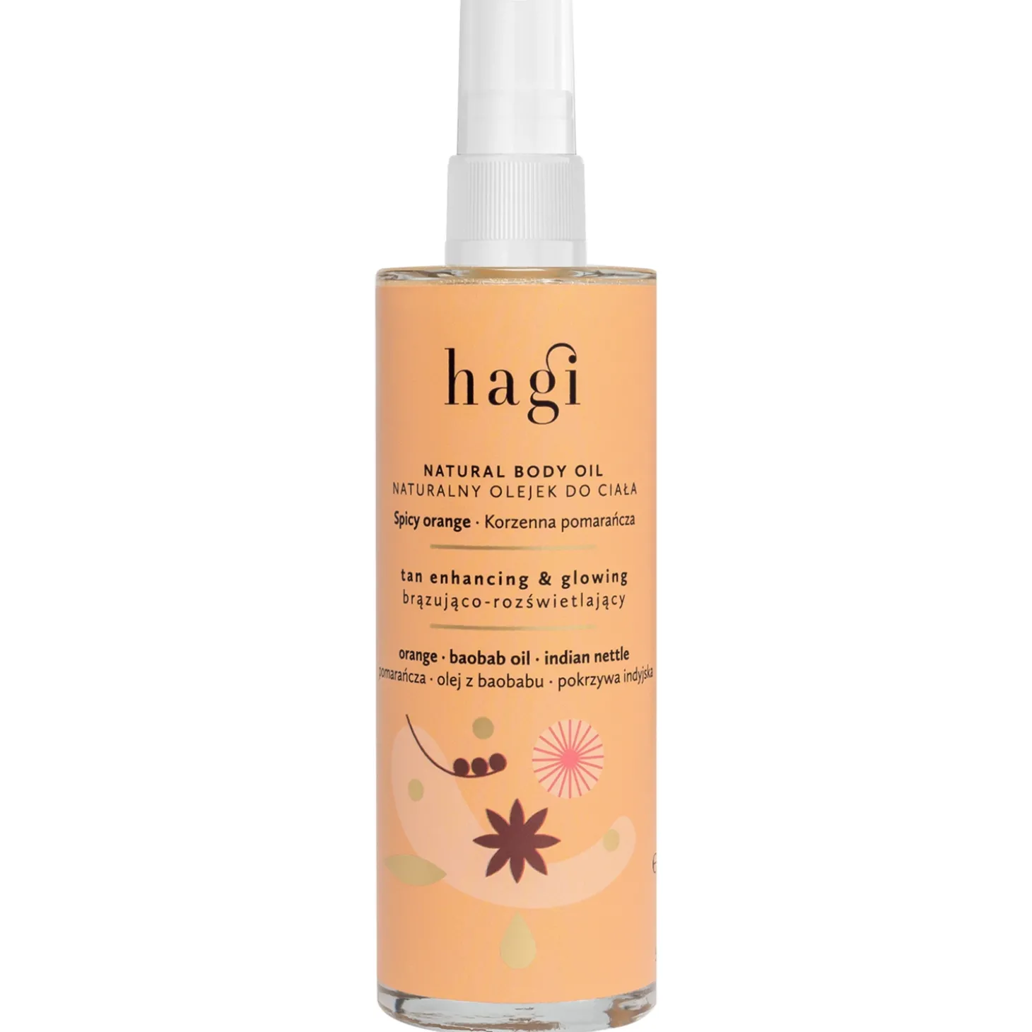 Hagi - Rozświetlający Przedłużający Opaleniznę Olejek do Ciała - Korzenna Pomarańcza -100ml