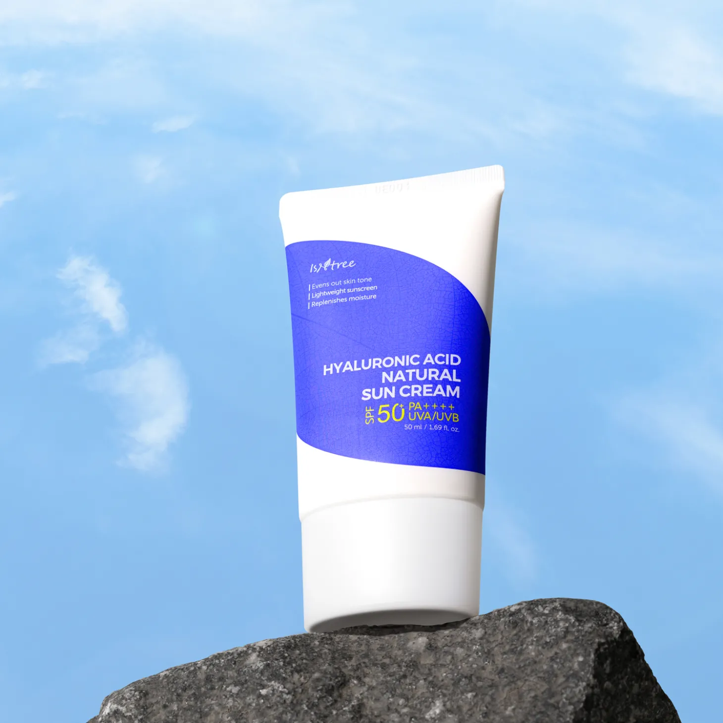Isntree - Hyaluronic Acid Natural Sun Cream SPF50+/PA++++ - Krem z Filtrem Mineralnym - 50ml
