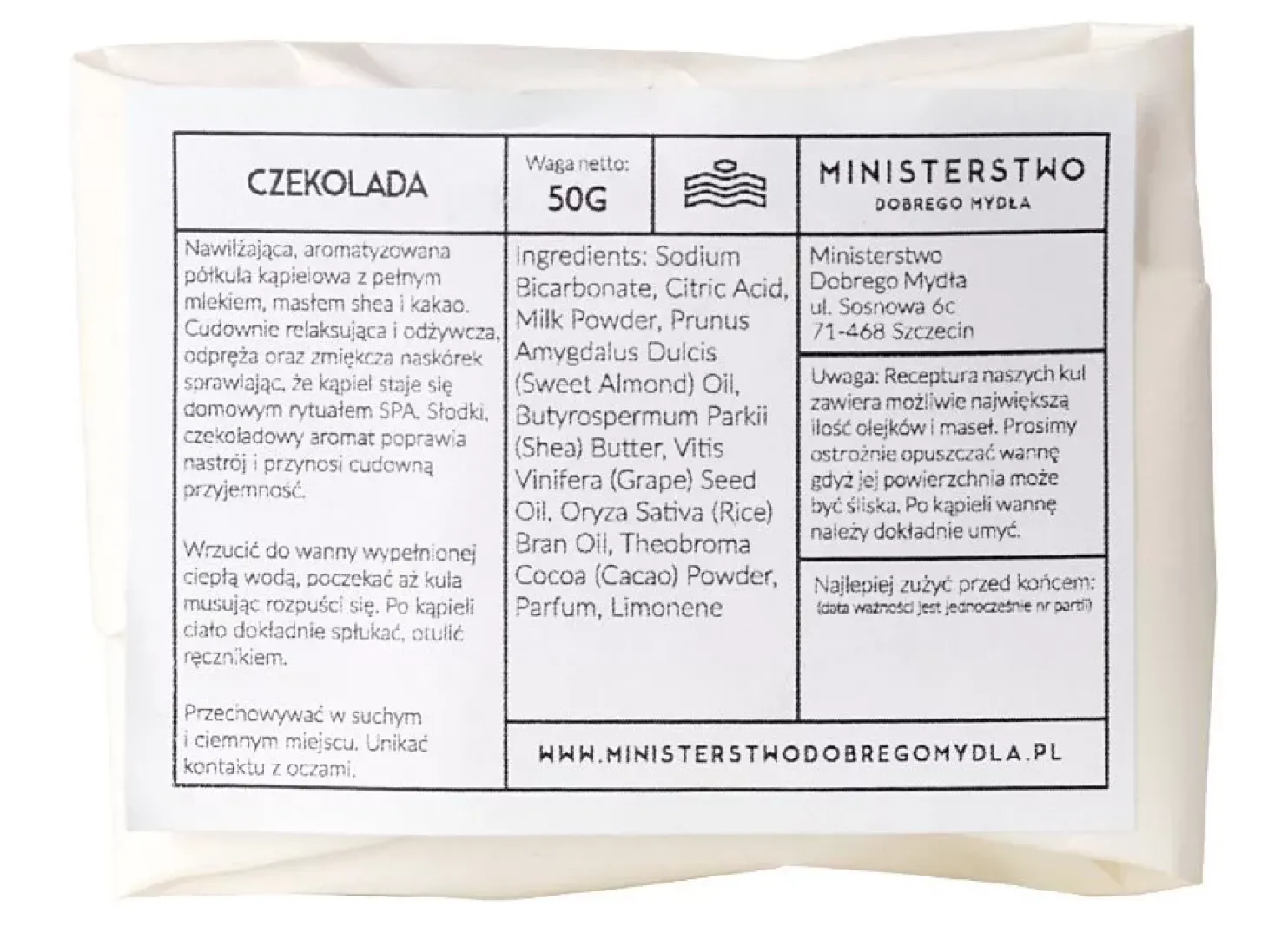 Ministerstwo Dobrego Mydła - Półkula do Kąpieli Czekolada - 50g