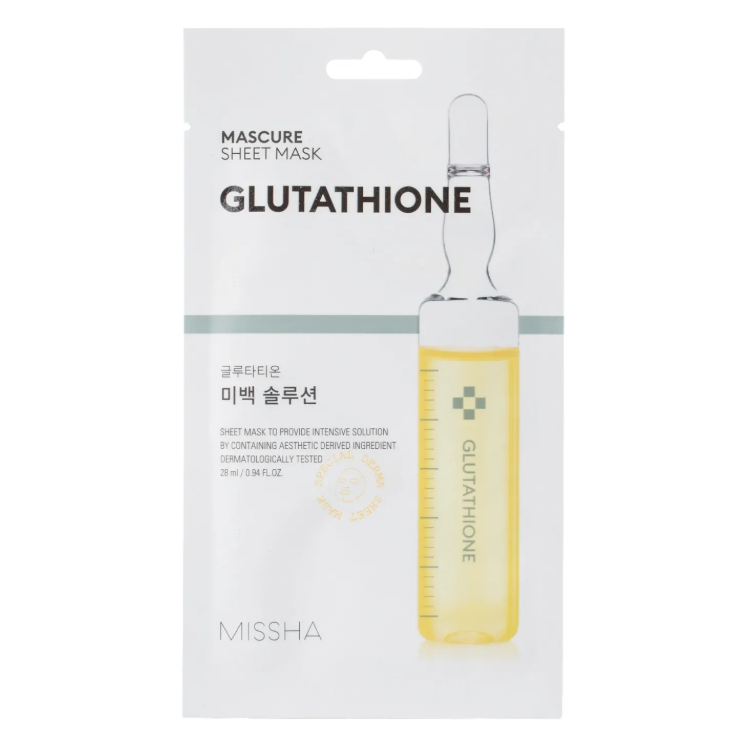 Missha - Mascure Sheet Mask - Glutathione - Maseczka Glutationowa w Płachcie - 28ml