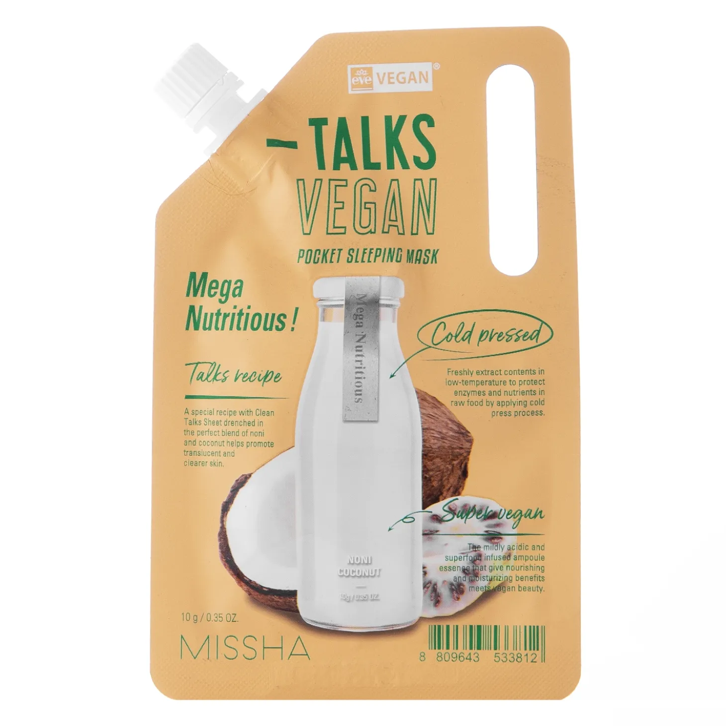 Missha - Talks Vegan Squeeze Pocket Sleeping Mask - Mega Nutritious - Nocna Maska Odżywcza do Twarzy - 10g
