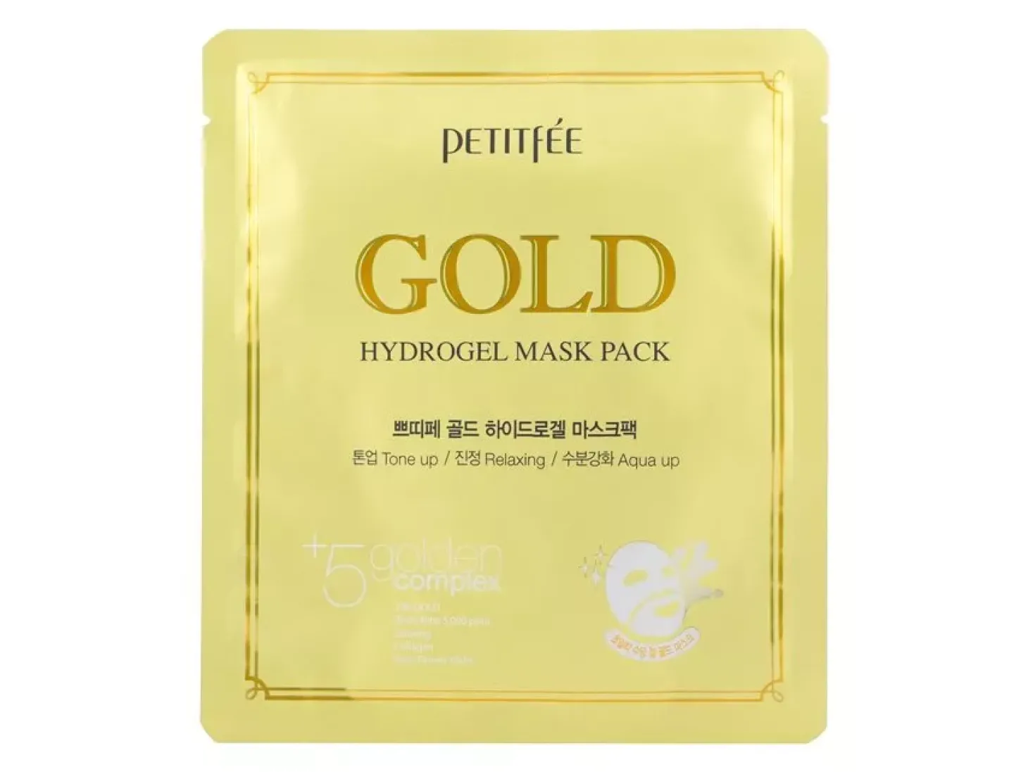 Petitfee - Gold Hydrogel Mask Pack - Hydrożelowa Maska ze Złotem i Ekstraktem z Żeń-Szenia - 32g
