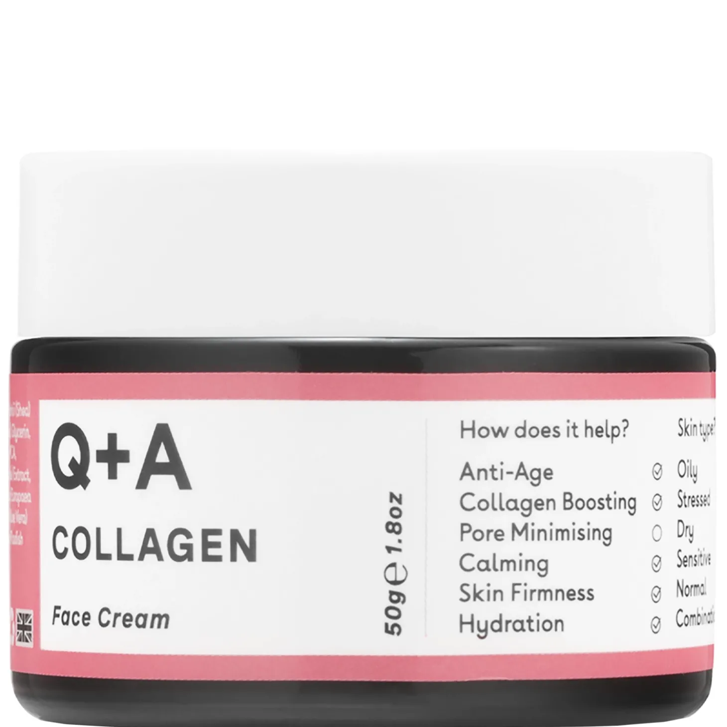 Q+A - Collagen - Face Cream - Wygładzająco-Ujędrniający Krem do Twarzy z Kolagenem - 50ml