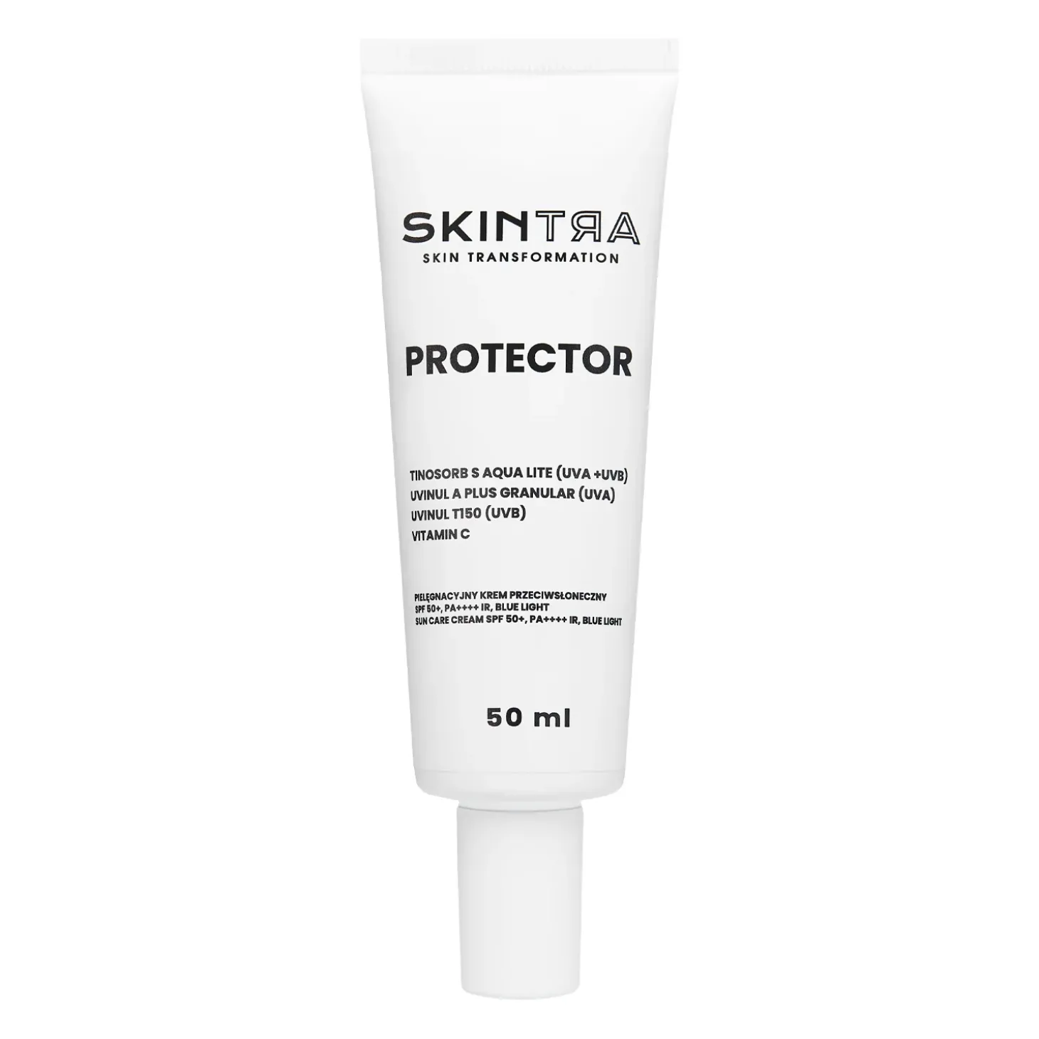 SkinTra - Protector - Pielęgnacyjny Krem Przeciwsłoneczny SPF 50+/PA++++, IR, BLUE LIGHT - 50ml