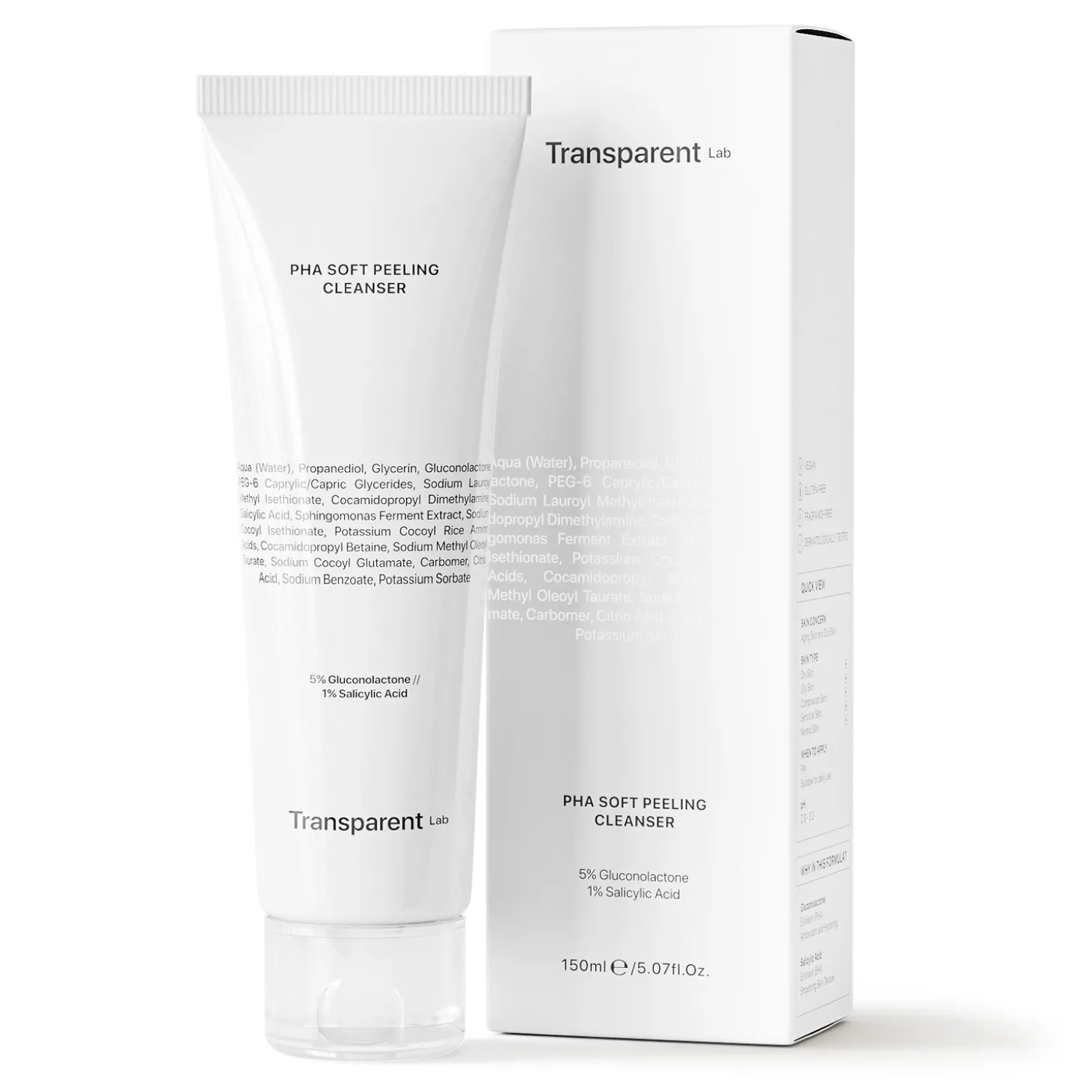 Transparent Lab - PHA Soft Peeling Cleanser - Oczyszczająco-Złuszczający Żel do Mycia Twarzy - 150ml