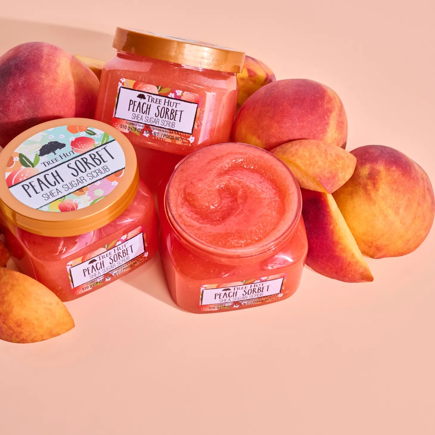 Tree Hut - Shea Sugar Scrub Peach Sorbet - Cukrowy Peeling do Ciała - Brzoskwinia - 510g