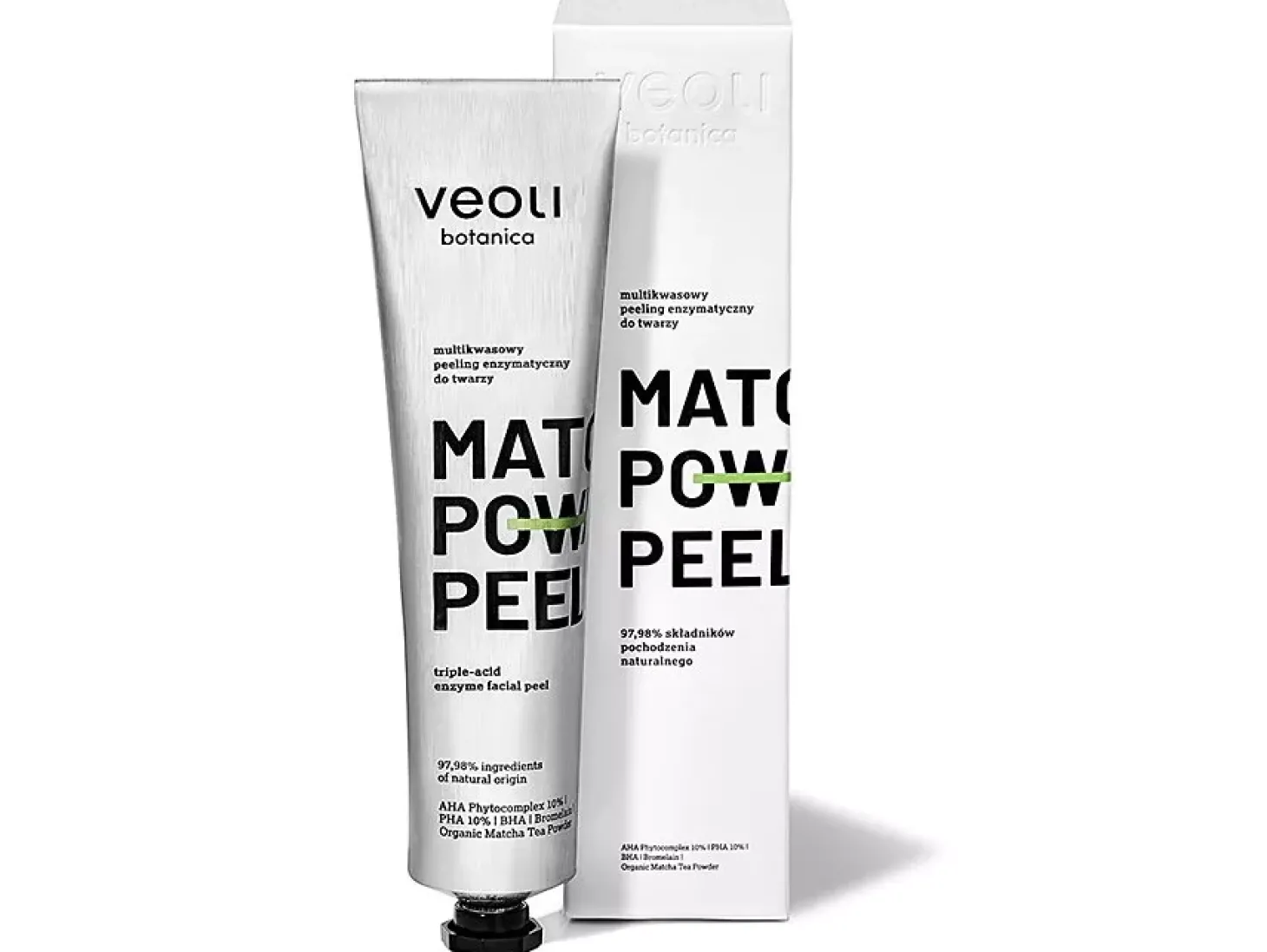 Veoli Botanica - Matcha Power Peel - Triple-Acid Enzyme Facial Peel - Multikwasowy Peeling Enzymatyczny - 75ml